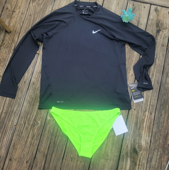 Nike Other - NWT NIKE RASHGUARD WITH NEON GREEN BIKINI BOTTOMS